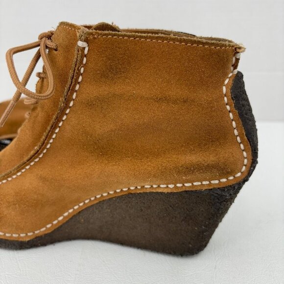 Bronx Ankle Boots Wedge Heel Size EU 38 Brown Suede Leather Lace Up Bootie - Picture 5 of 12